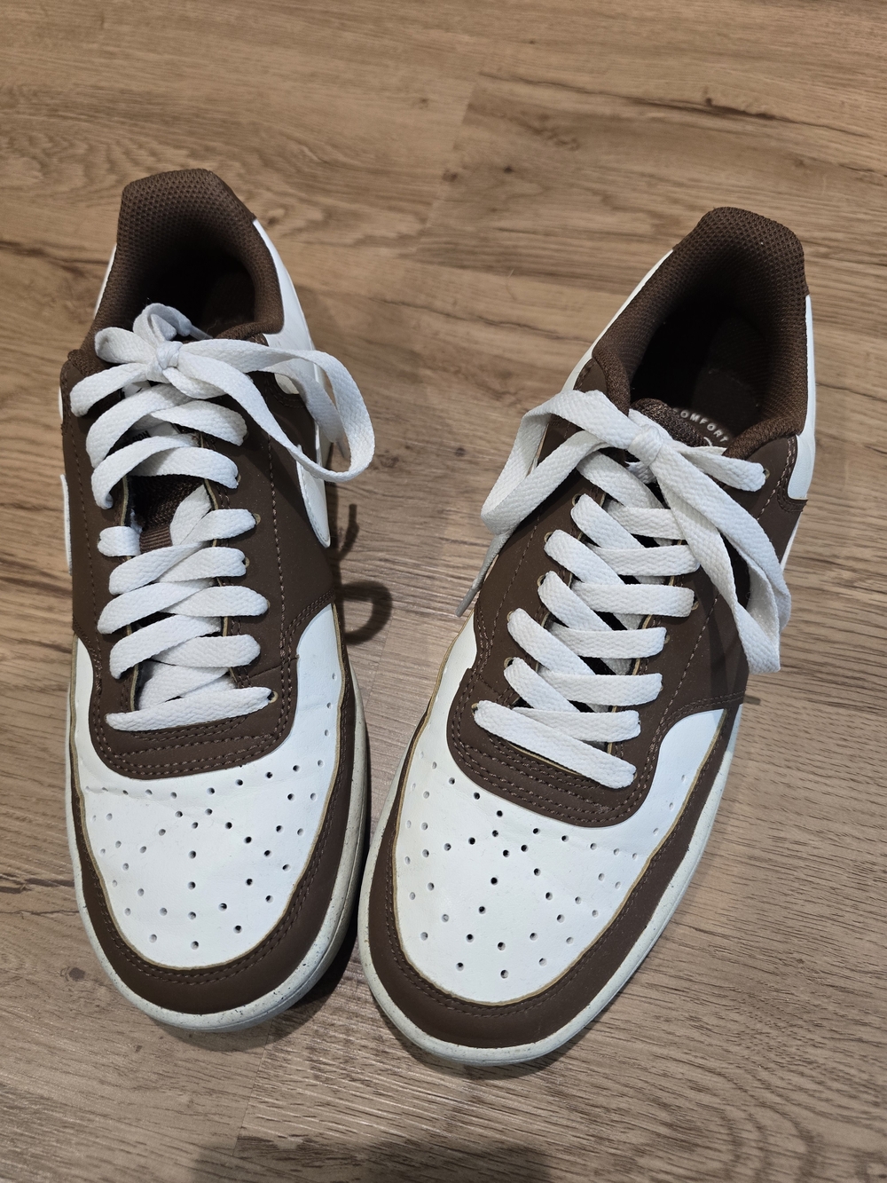 Women's Two-Tone Brown and White Casual Sneakers